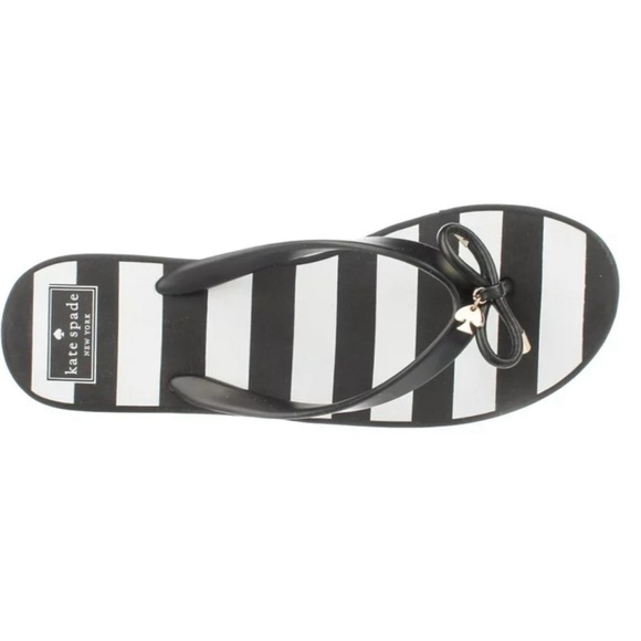 Kate Spade Rhett Platform Wedge Black/White Stripe Flip Flops Size 9 - Picture 2 of 15